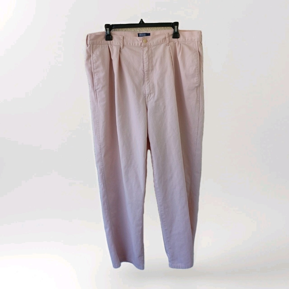 Polo Ralph Lauren Men's Blush Pink Cotton Pleated Chino Pants Size 38x30